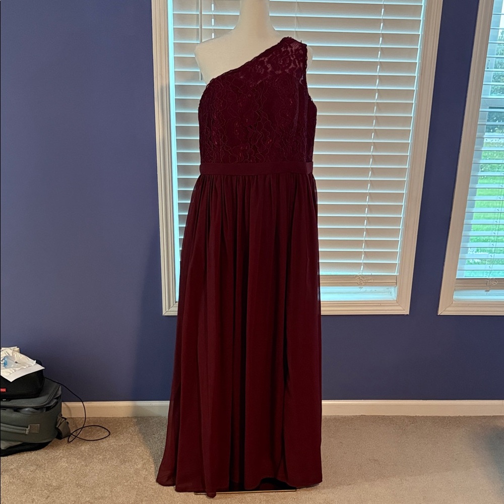 Elegant One-Shoulder Burgundy Dress